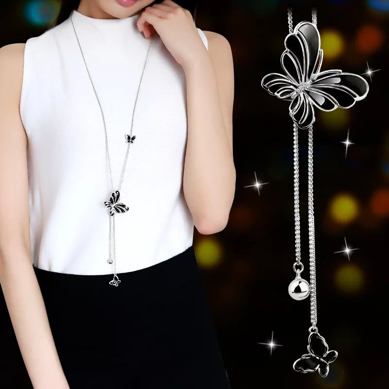 Collier Long avec pompon assorti pour femme, accessoires féminins, pendentif, automne et hiver