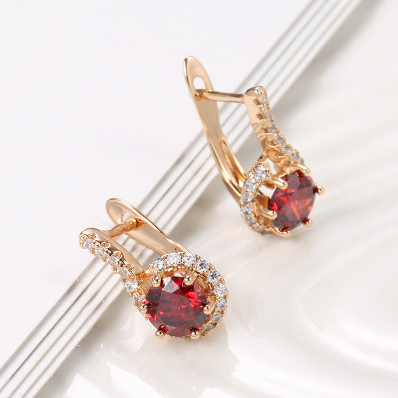 Boucles d'oreilles élégantes en Zircon, mode exquise, Pigeon à Six griffes, rouge sang, Zircon