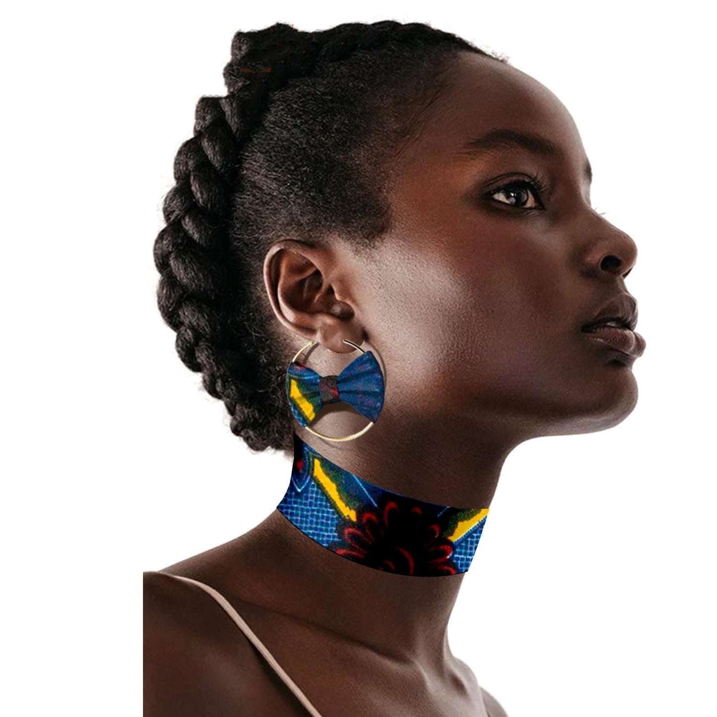 African Ethnic Print Batik Handicraft Necklace Collar Plus Earrings