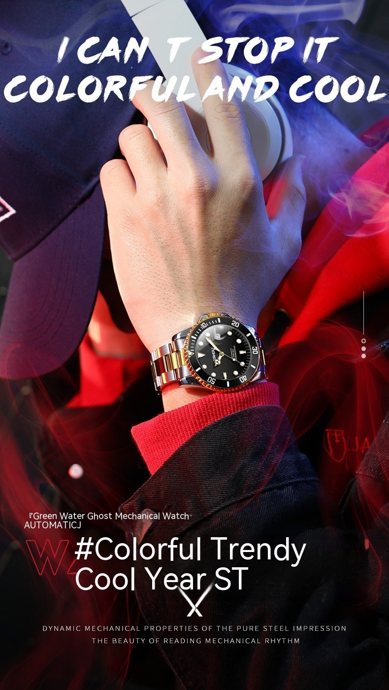 Reloj mecánico con correa de acero.