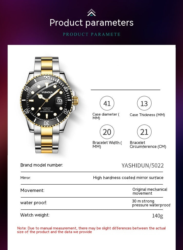 Reloj mecánico con correa de acero.