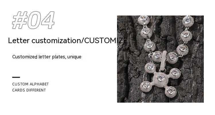 Collier en cuivre incrusté de diamants de Zircon, pendentif d'ornement de rue Cool à la mode