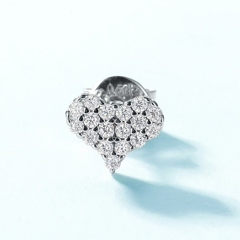 Boucles d'oreilles à tige en Moissanite brillante incrustée de cœur, argent S925
