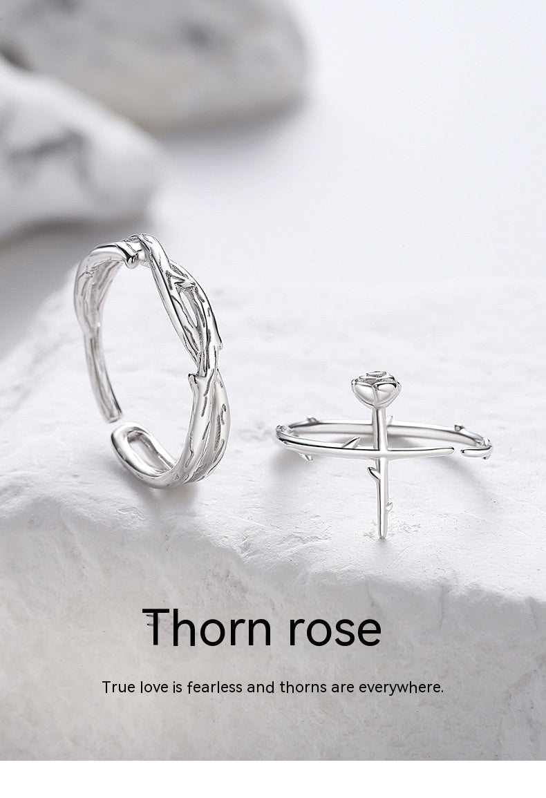 Thorn Rose Couple Creative Simple Design Ins Couple Anneaux