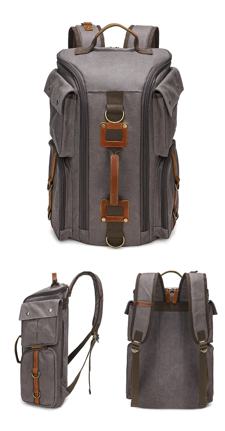 Sac à dos vintage en toile imperméable de grande capacité pour loisirs de plein air pour hommes
