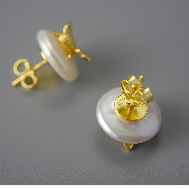 S925 Silver Pearl Bee Women's Earrings