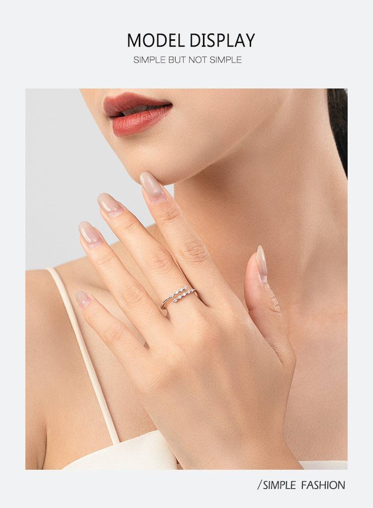 S925 Sterling Silver Geometric Ring European And American Niche Ins Design Diamond