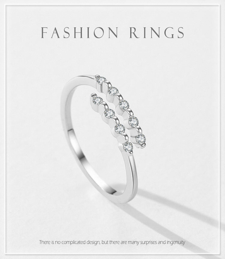 S925 Sterling Silver Geometric Ring European And American Niche Ins Design Diamond