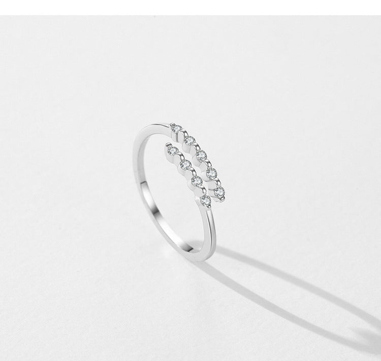 S925 Sterling Silver Geometric Ring European And American Niche Ins Design Diamond