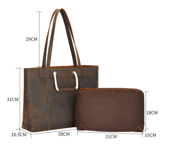 Sac à main en cuir à couche supérieure rétro pour femmes