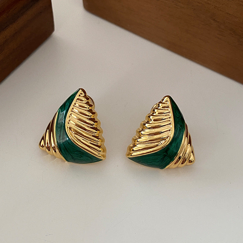 Boucles d'oreilles triangulaires à motif géométrique pour femmes