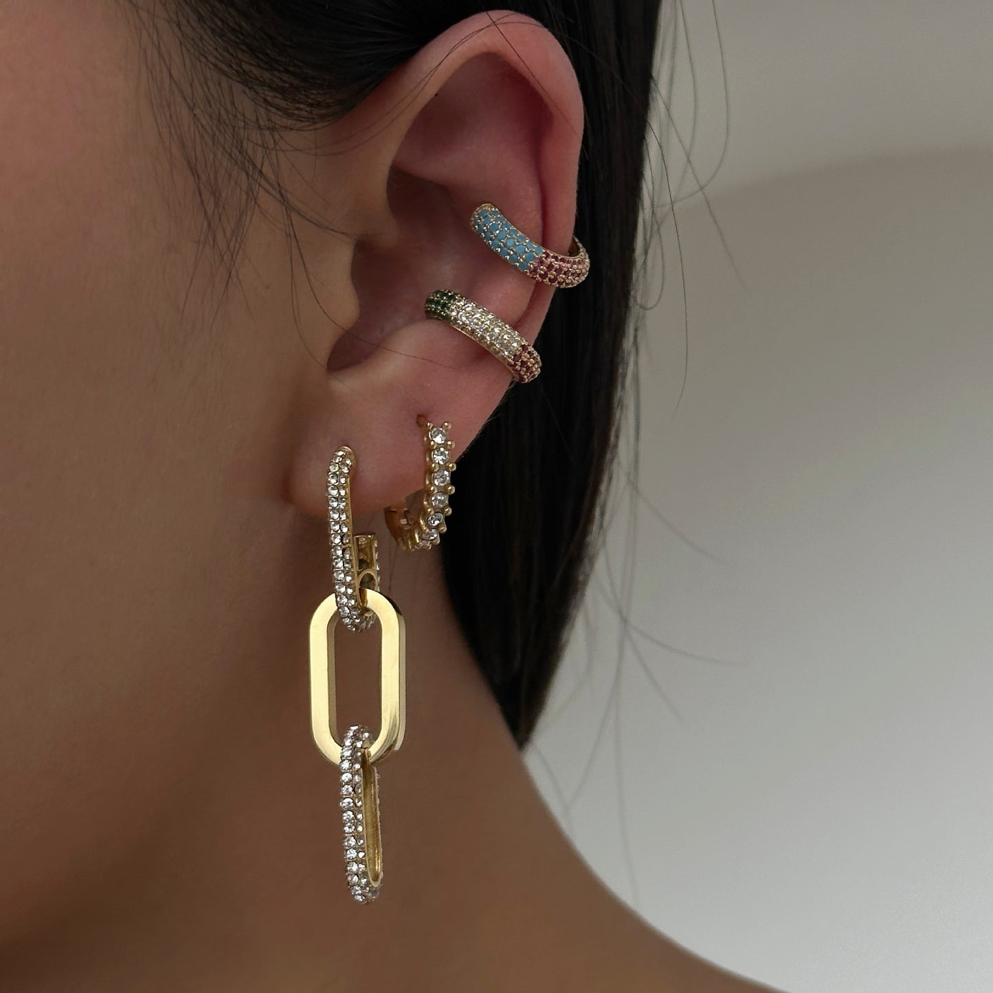 Retro Polished Rectangular Geometric Zircon Earrings