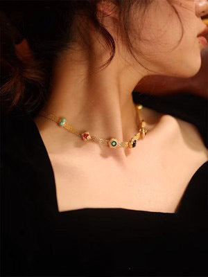 Collar Medieval Clásico De Circonitas De Color