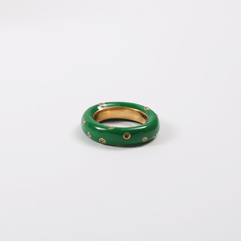 Green Enamel Ring Women's Titanium Steel Material