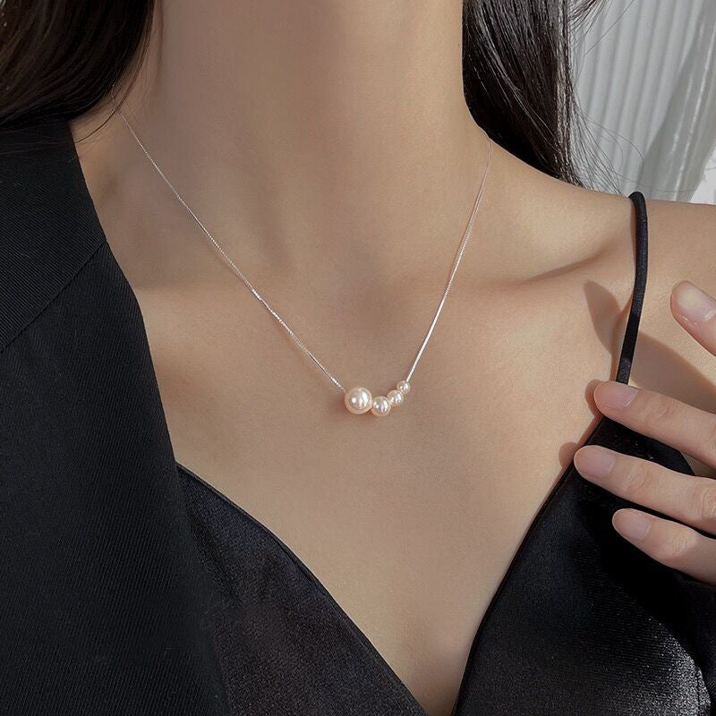 S925 Sterling Silver Pearl Necklace For Women Light Luxury Minority
