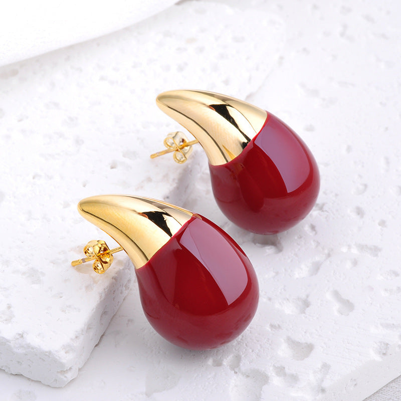 Boucles d'oreilles à tige creuses en forme de larme pour femmes