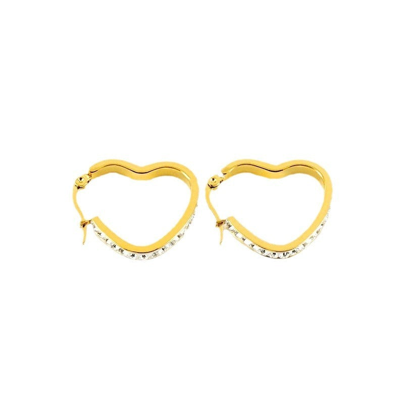 Female Niche 18K Stainless Steel Retro Love Heart Earrings