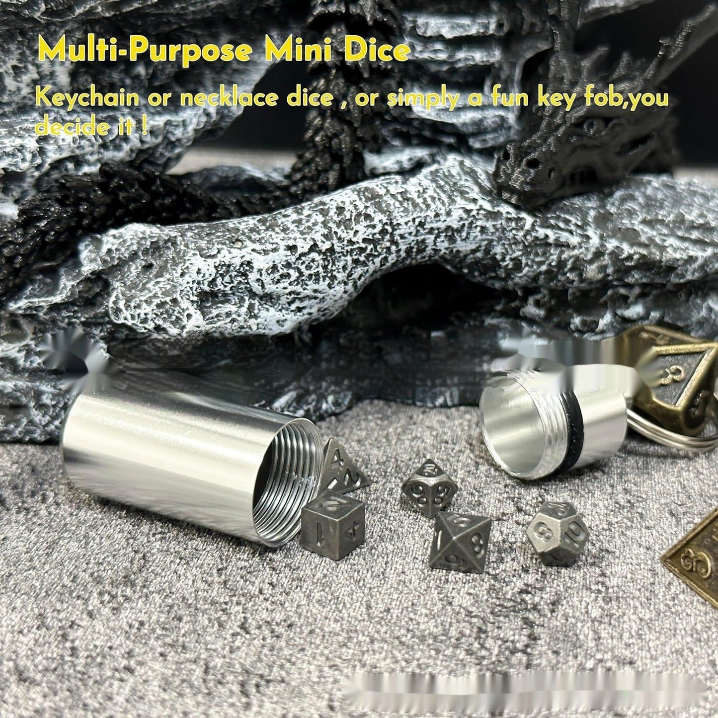 Mini dados traje metal hueco collar llavero colgante