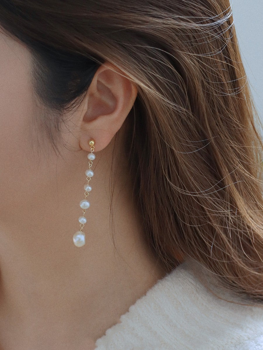 Natural Pearl Long Retro Earrings