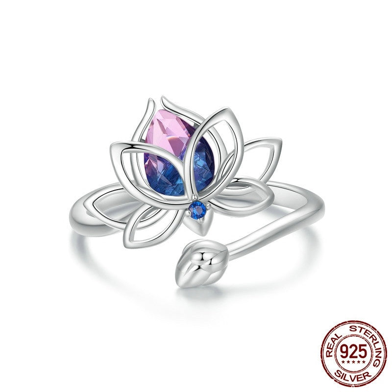 Anillo Lotus Diseño de interés especial para mujer Plata de ley S925