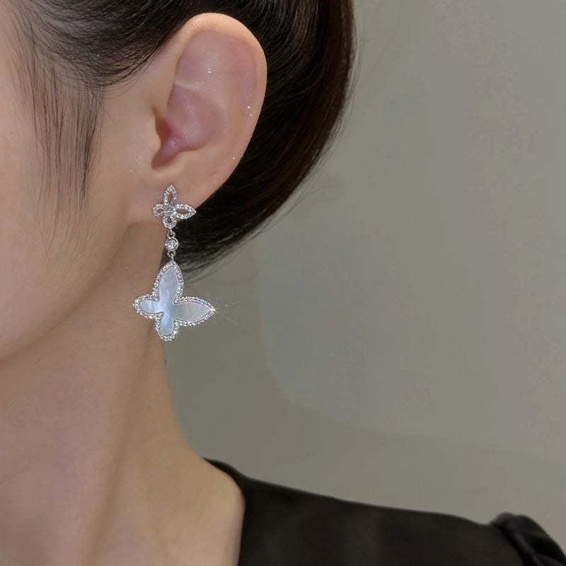 Pendientes De Mariposa Fritillary De Circón Con Micro Incrustaciones Pendientes De Plata S925