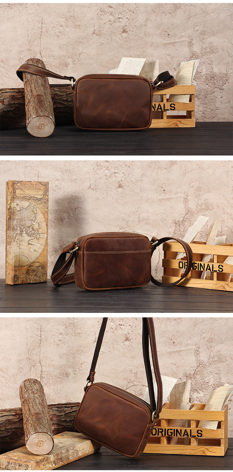 Bolso de hombro de piel de vaca para hombre, bandolera de nicho de gama alta, Retro, de cuero genuino