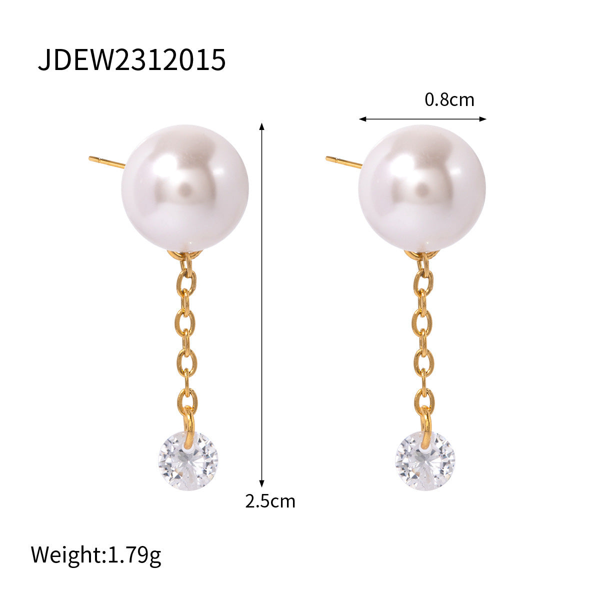 Boucles d'oreilles pendantes en zircon et perles exquises