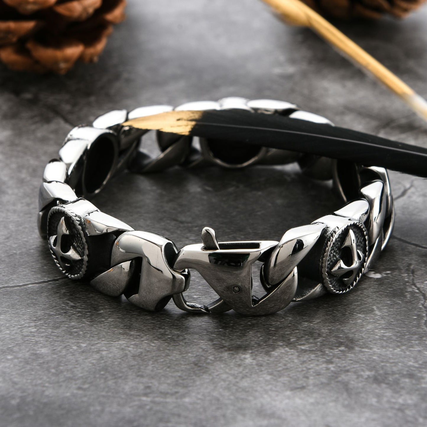 Retro Fashion Cross Titanium Steel Men's Bracelet