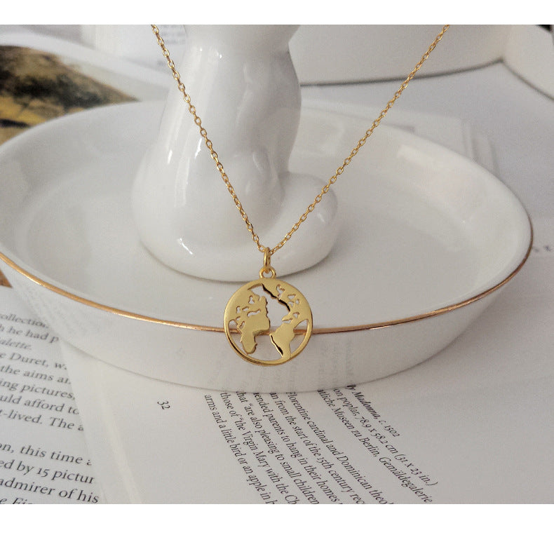S925 Sterling Silver Your World Map Necklace