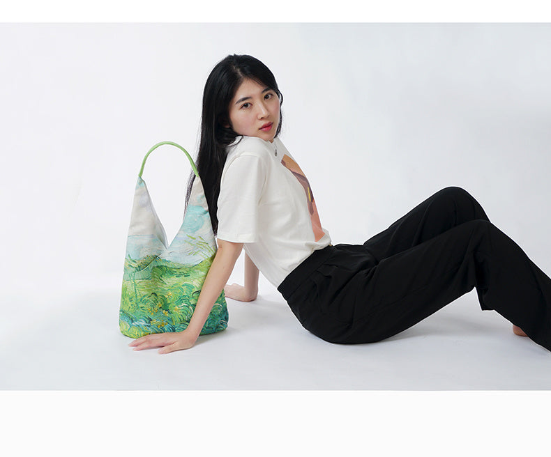 Sac en toile de champ de blé pour peinture à l'huile, sac à bandoulière Portable de grande capacité à la mode