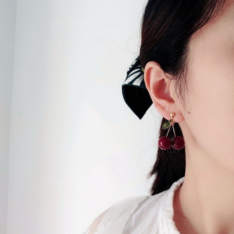 Boucles d'oreilles à tige en argent sterling pour femme rouge foncé