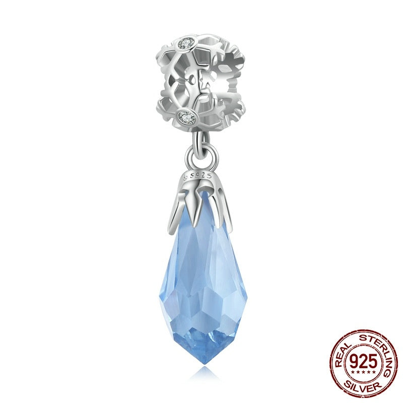 S925 Sterling Silver Snowflake Ice Crystal Pendant