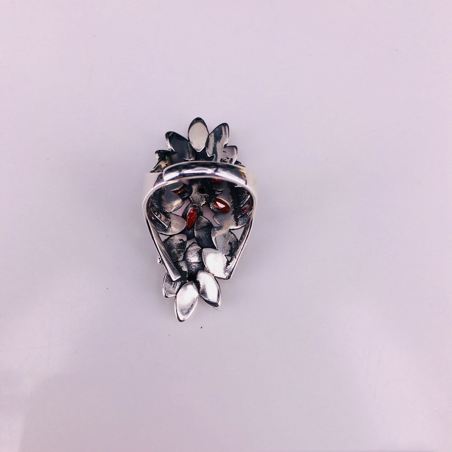 Anillo de circonio abierto rojo con incrustaciones para mujer exagerado