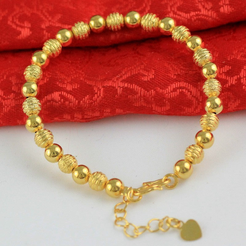 Ethnic Style Vietnam Sand Lucky Beads Bracelet 24k Copper Plating Yellow Gold Girl Bracelet
