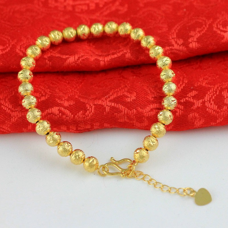 Ethnic Style Vietnam Sand Lucky Beads Bracelet 24k Copper Plating Yellow Gold Girl Bracelet