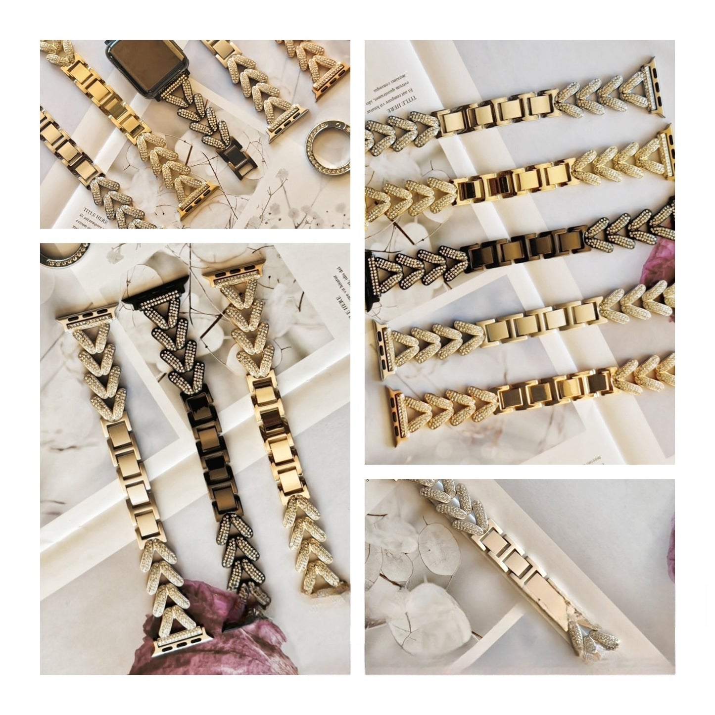 Correa de metal con diamantes Estilo clásico Universal