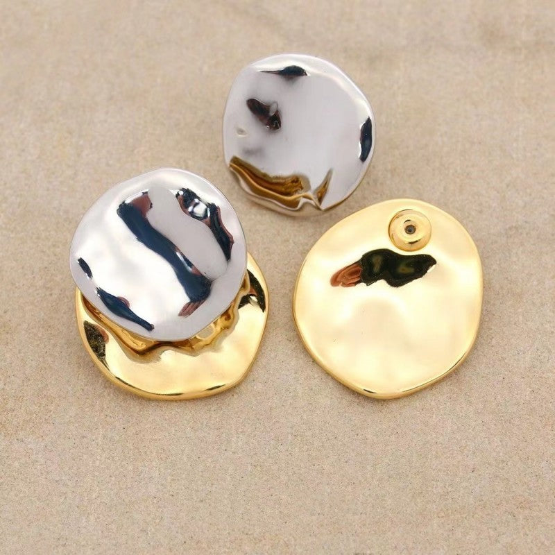 French Retro Personalized Metal Irregular Ear Studs