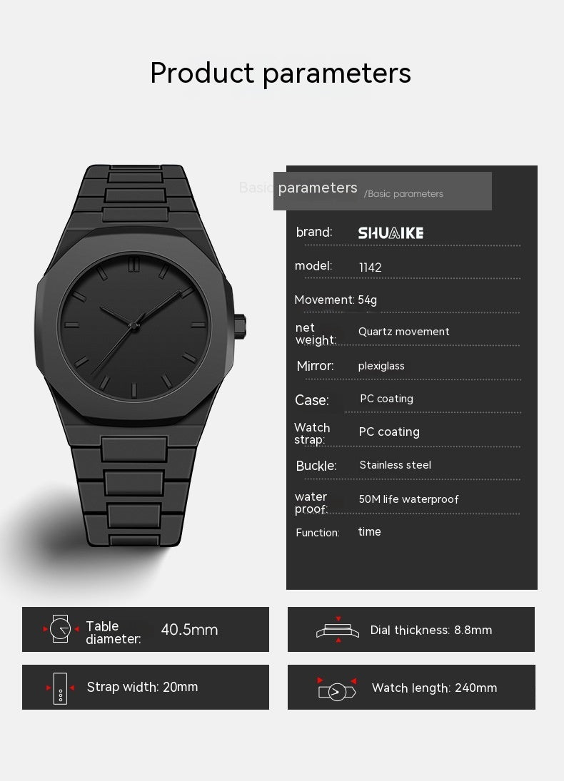 Reloj con correa de acero para hombre de alta gama simple