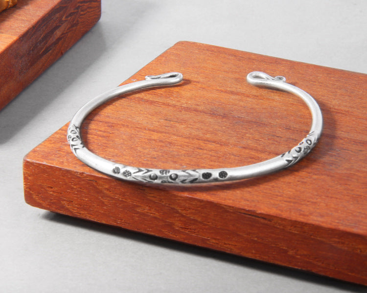 Retro Ethnic Style Handmade Silver Bracelet