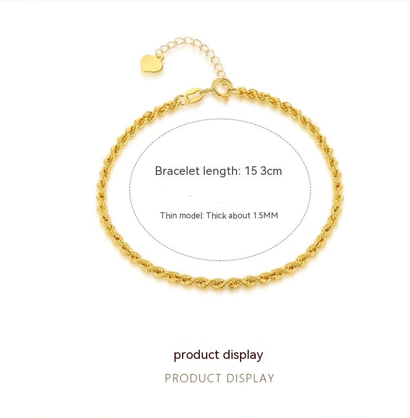 Bracelet Corde de Chanvre Doré Creux