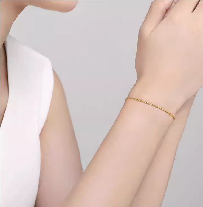 Bracelet Corde de Chanvre Doré Creux