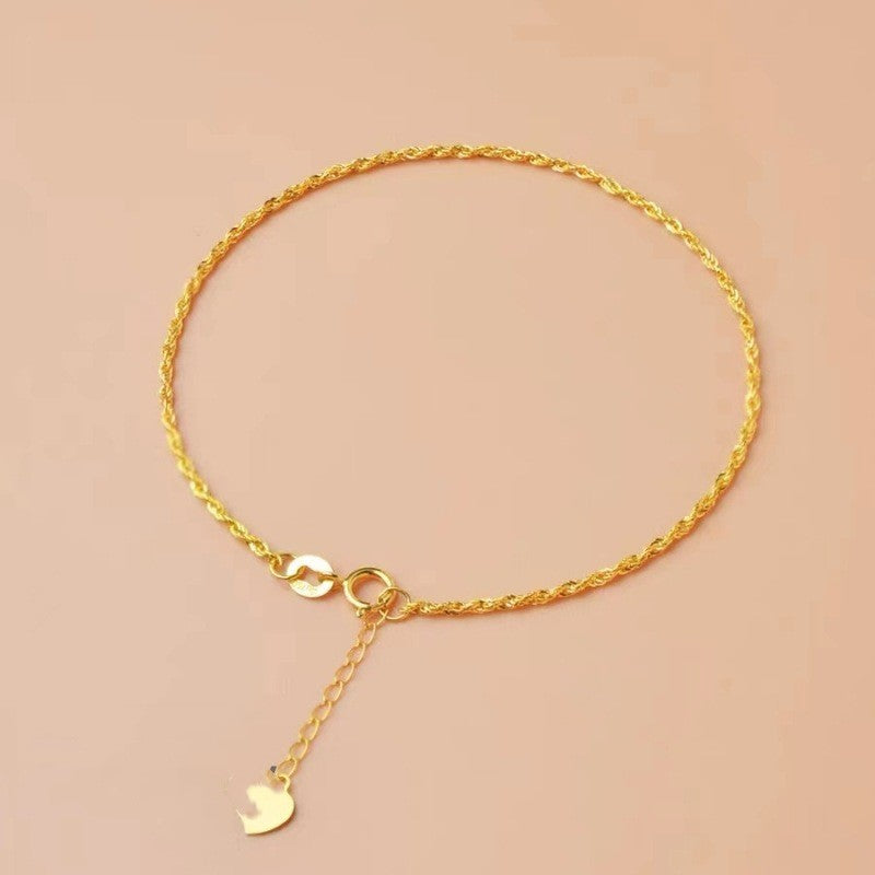 Bracelet Corde de Chanvre Doré Creux