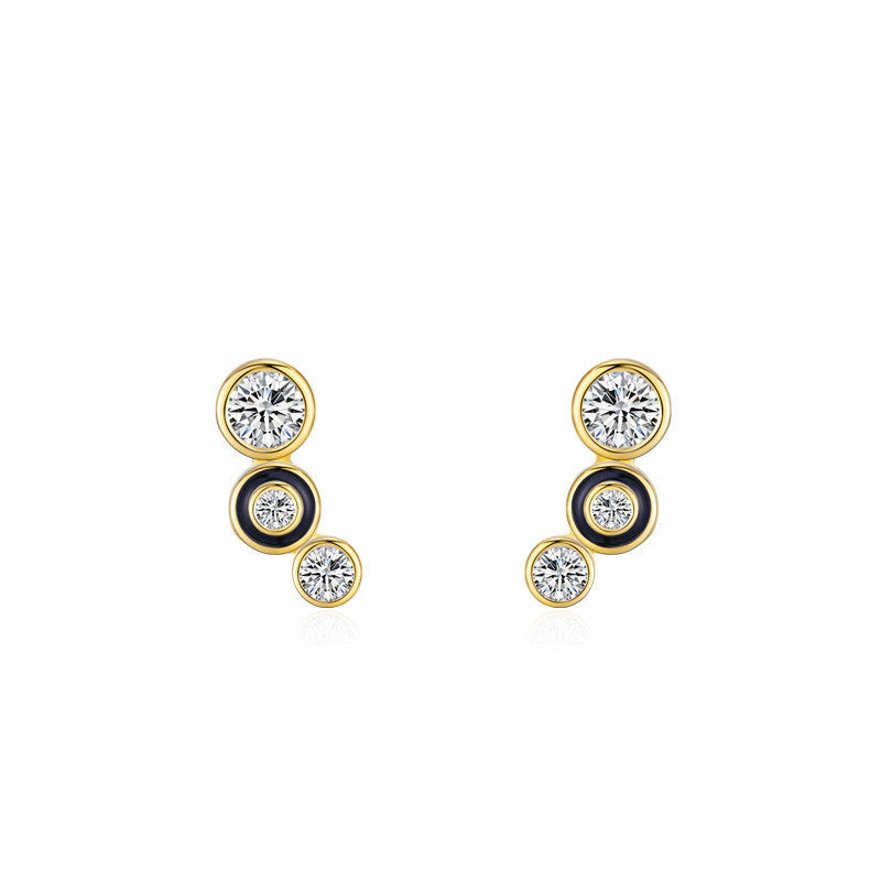 Women's Sterling Silver Black Round Bubble Stud Earrings