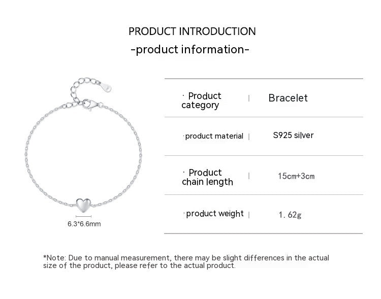 Pulsera en forma de corazón de plata S925 Sweet Girl