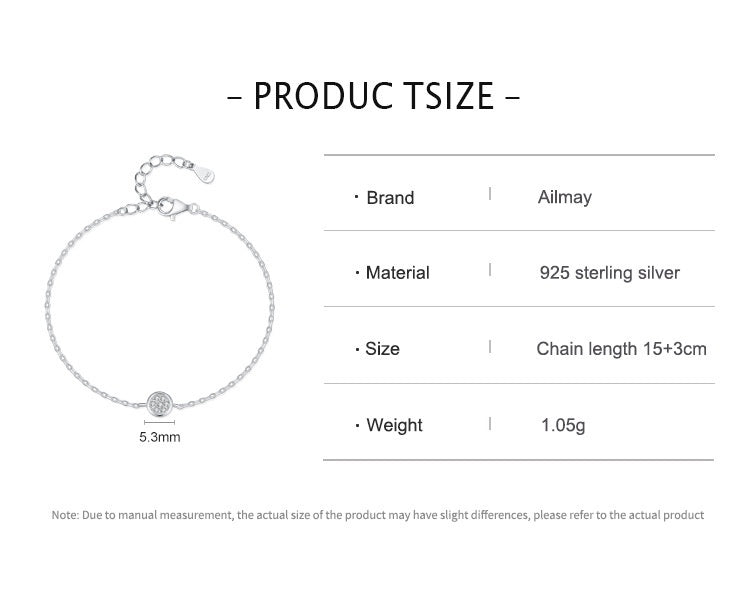Women's S925 Sterling Silver Round Bracelet