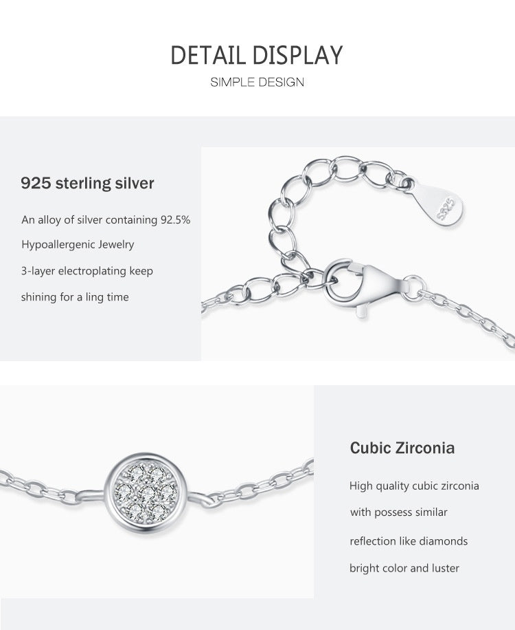 Women's S925 Sterling Silver Round Bracelet
