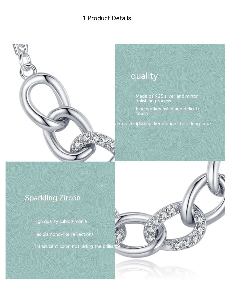 Collar de doble capa en forma de cadena Mujer S925 Plata Personalidad