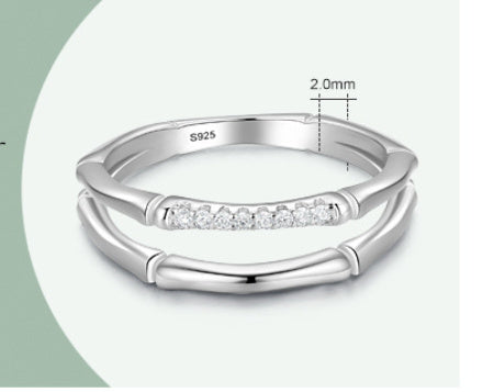 Anillo de personalidad de bambú de doble capa para mujer