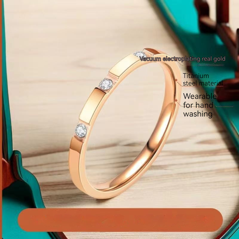 Titanium Steel Simple Bracelet Design Niche Advanced Insi Light Luxury Non-fading Diamond-studded Ring