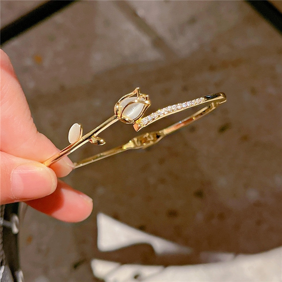 Bracelet Petite Rose Brillant Rose